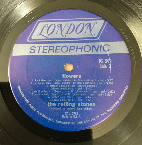 The Rolling Stones - Flowers - Mint- LP Record 1967 London USA Original Vinyl - Rock & Roll / Blues Rock / Pop Rock - Shuga Records
