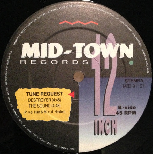 Tune Request - Motherfucker - VG 12" Single Record 1992 Mid-Town Netherlands Vinyl - Techno / Hardcore - Shuga Records