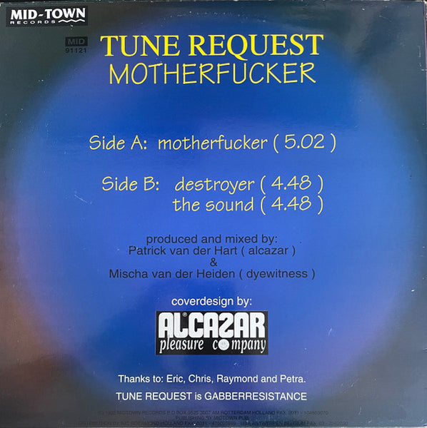 Tune Request - Motherfucker - VG 12" Single Record 1992 Mid-Town Netherlands Vinyl - Techno / Hardcore - Shuga Records