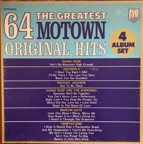 Various - The Greatest 64 Motown Original Hits - VG+ 4 LP Record Box Set 1975 Motown USA Original Vinyl & Insert - Soul / R&B / Funk - Shuga Records