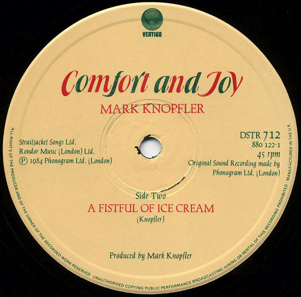 Mark Knopfler – Music From The Film Comfort And Joy - Mint- EP Record 1984 Vertigo UK Vinyl - Soundtrack - Shuga Records