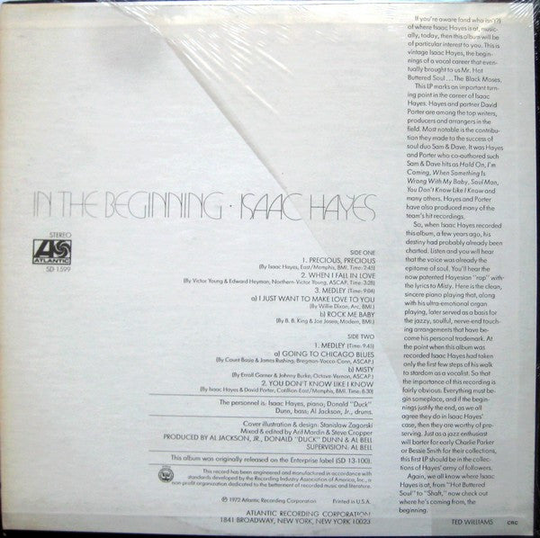 Isaac Hayes - In The Beginning (1968) - VG+ LP Record 1972 Atlantic CRC Columbia House Club Edition USA Vinyl - Soul / Rhythm & Blues / Funk - Shuga Records