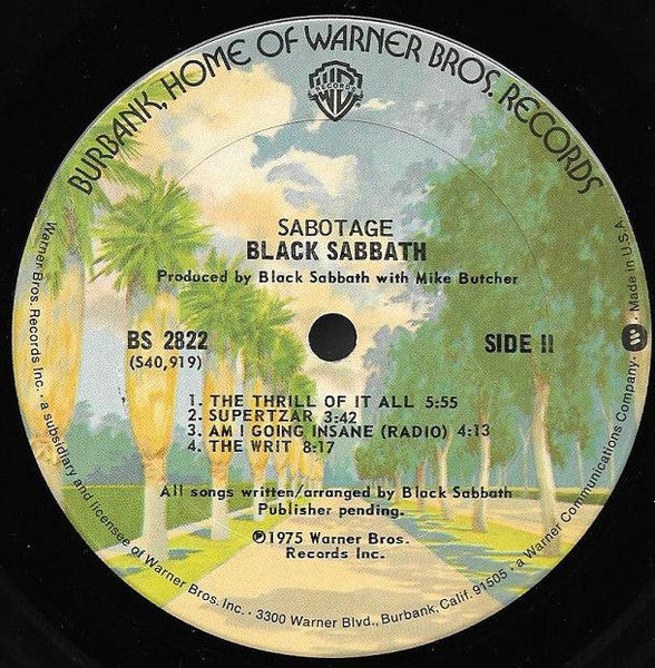 Black Sabbath - Sabotage - VG+ LP Record 1975 Warner USA Original Vinyl - Hard Rock / Heavy Metal - Shuga Records