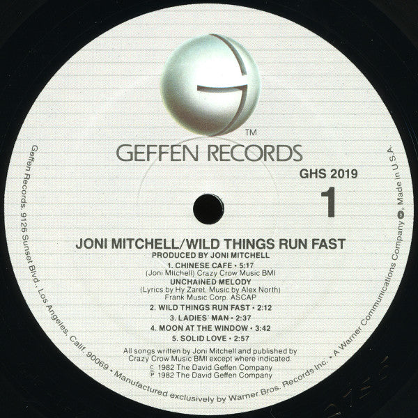 Joni Mitchell - Wild Things Run Fast - Mint- LP Record 1982 Geffen Stereo Vinyl - Jazz-Rock - Shuga Records