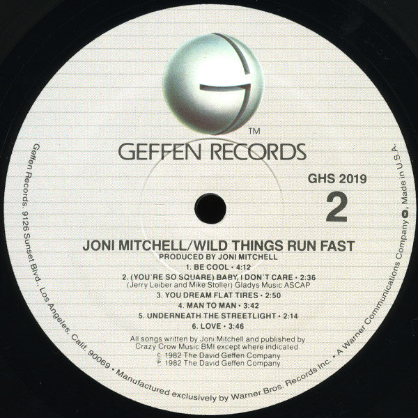 Joni Mitchell - Wild Things Run Fast - Mint- LP Record 1982 Geffen Stereo Vinyl - Jazz-Rock - Shuga Records