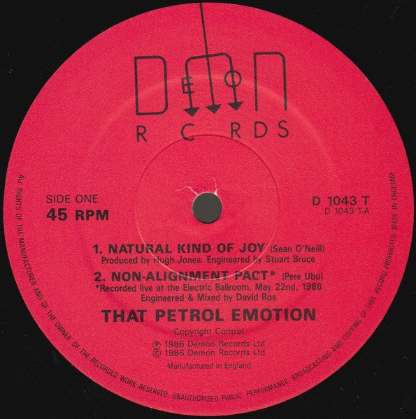 That Petrol Emotion – Natural Kind Of Joy - VG+ EP Record 1986 Demon UK Vinyl - Indie Rock / Pop Rock - Shuga Records