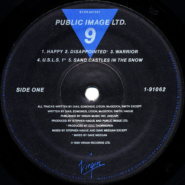 PIL Public Image Ltd. - 9 - Mint- LP Record 1989 Virgin USA Vinyl - Synth-pop / Alternative Rock