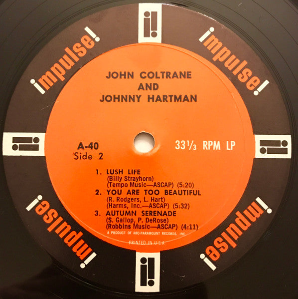 John Coltrane And Johnny Hartman - VG+ LP Record 1963 Impulse! USA Original Mono Vinyl - Jazz / Hard Bop - Shuga Records