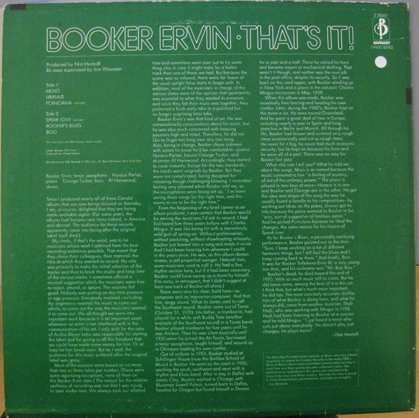 Booker Ervin - That's It! (1961) - VG+ LP Record 1970 Barnaby USA Vinyl - Jazz / Hard Bop - Shuga Records