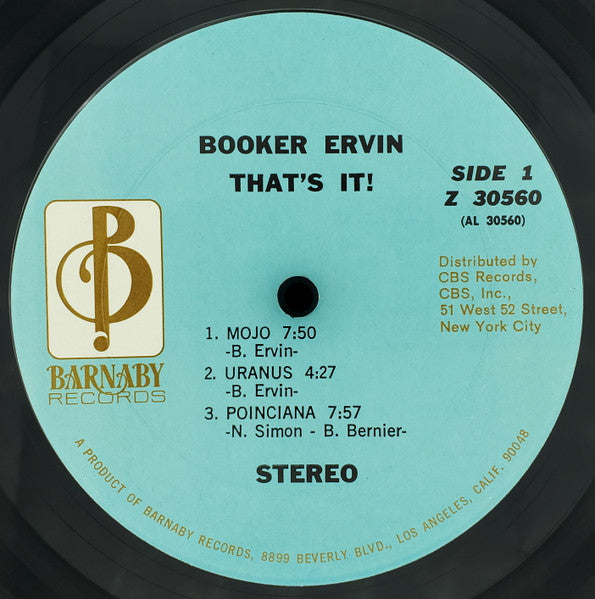 Booker Ervin - That's It! (1961) - VG+ LP Record 1970 Barnaby USA Vinyl - Jazz / Hard Bop - Shuga Records