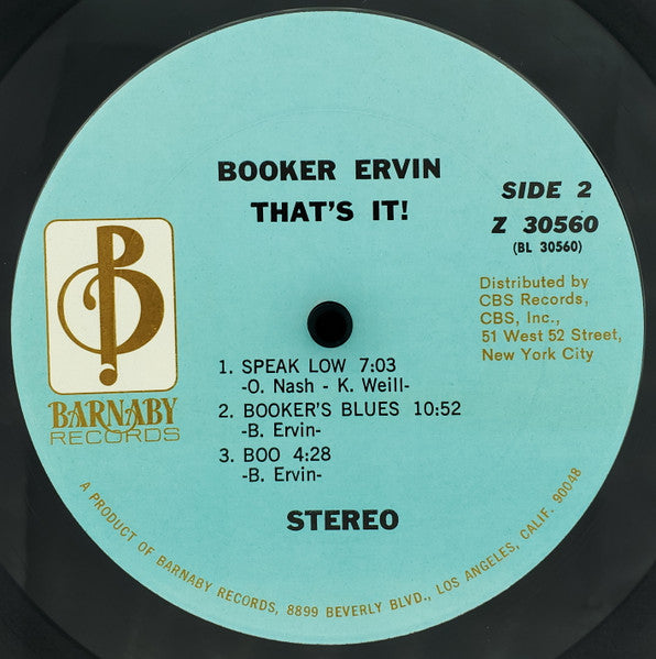 Booker Ervin - That's It! (1961) - VG+ LP Record 1970 Barnaby USA Vinyl - Jazz / Hard Bop - Shuga Records