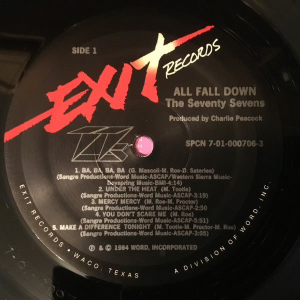 The Seventy Sevens - All Fall Down - VG+ LP Record 1984 Exit USA Vinyl - Alternative Rock / New Wave / Xian - Shuga Records