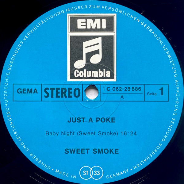 Sweet Smoke – Just A Poke - VG+ LP Record 1970 Columbia Germany Vinyl - Psychedelic Rock / Prog Rock
