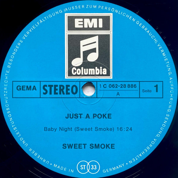 Sweet Smoke – Just A Poke - VG+ LP Record 1970 Columbia Germany Vinyl - Psychedelic Rock / Prog Rock - Shuga Records