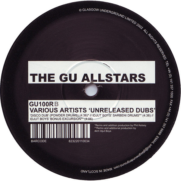 Various - The GU Allstars - New 12" EP Record 2002 Glasgow Underground UK Vinyl - House / Dub - Shuga Records