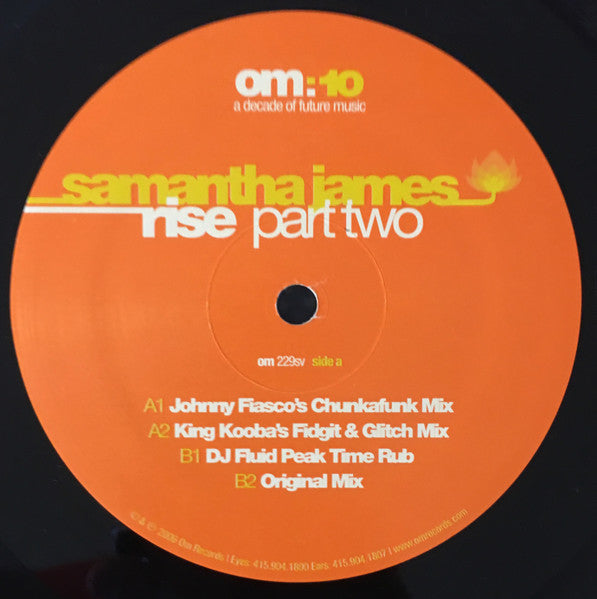 Samantha James - Rise Part Two - Mint- 12" Single Record 2006 OM USA Vinyl - Deep House / House - Shuga Records