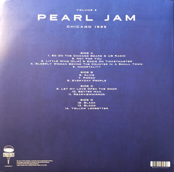 Pearl Jam - Chicago 1995 Volume 2 (Recorded on July 11, 1995, at Soldier Field) - New 2 LP Record 2016 Parachute Europe Black & Clear Vinyl - Alternative Rock / Grunge
