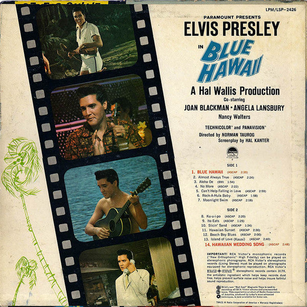 Elvis Presley - Blue Hawaii - VG LP Record 1961 RCA USA Mono Original Rockaway Vinyl - Soundtrack / Rock & Roll - Shuga Records