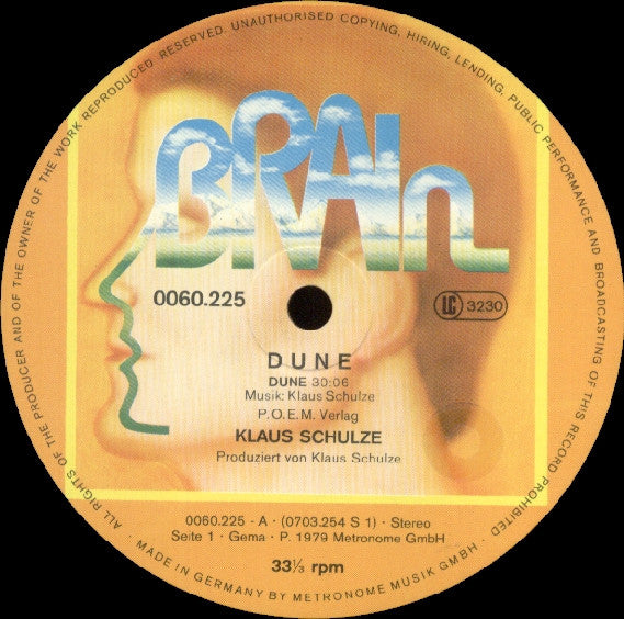 Klaus Schulze - Dune - Mint- LP Record 1979 Brain Germany Vinyl - Ambient / Berlin-School - Shuga Records