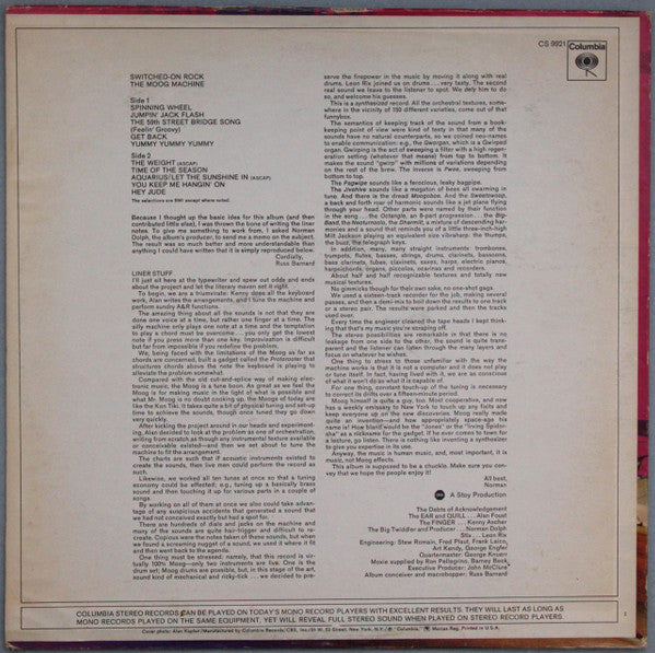 The Moog Machine - Switched-On Rock - VG+ LP Record 1969 Columbia USA 360 Vinyl - Pop Rock / Experimental - Shuga Records