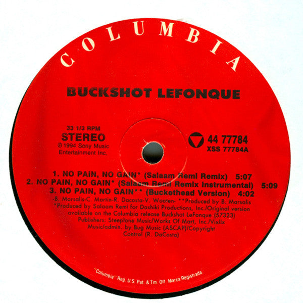 Buckshot LeFonque - No Pain, No Gain - VG+ 12" Single Record 1995 Columbia USA Vinyl - Hip Hop / Jazz - Shuga Records
