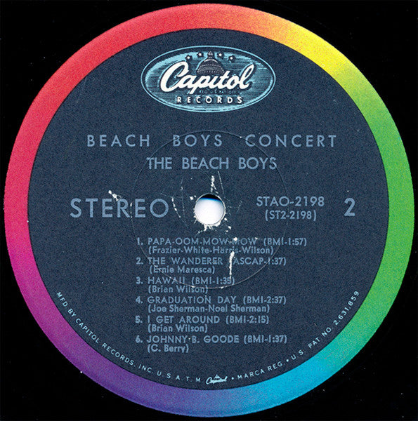 The Beach Boys - Concert - VG+ LP Record 1964 Capitol USA Original Vinyl & Insert - Pop Rock / Surf Rock - Shuga Records