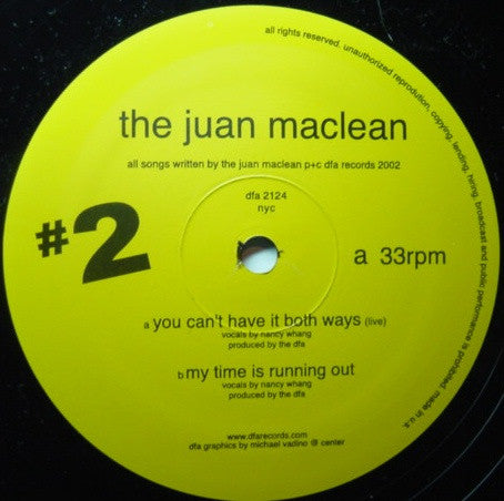 The Juan MacLean - You Can't Have It Both Ways - VG 12" Single Record 2002 DFA USA Rare Vinyl - Electro House / Disco House