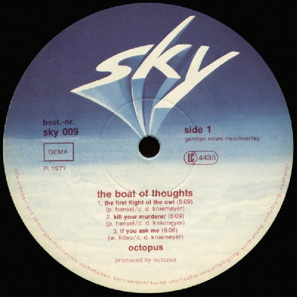 Octopus – The Boat Of Thoughts - VG+ LP Record 1977 Sky Germany Vinyl - Prog Rock / Krautrock - Shuga Records