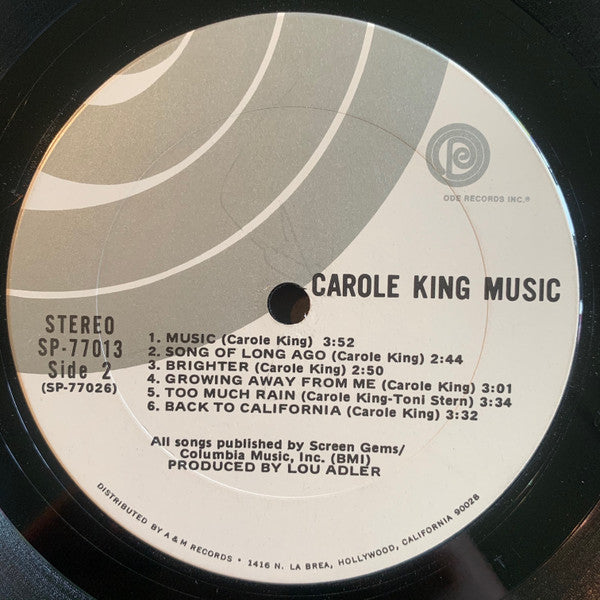 Carole King - Music - Mint- Stereo 1971 Ode USA Original Press Promo Gold Stamp Vinyl, Insert Sheet & Inner Sleeve - Pop Rock / Soft Rock / Folk Rock - Shuga Records