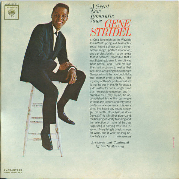 Gene Stridel – This Is Gene Stridel - VG+ LP Record 1964 Columbia USA Original Vinyl - Jazz / Soul-Jazz - Shuga Records