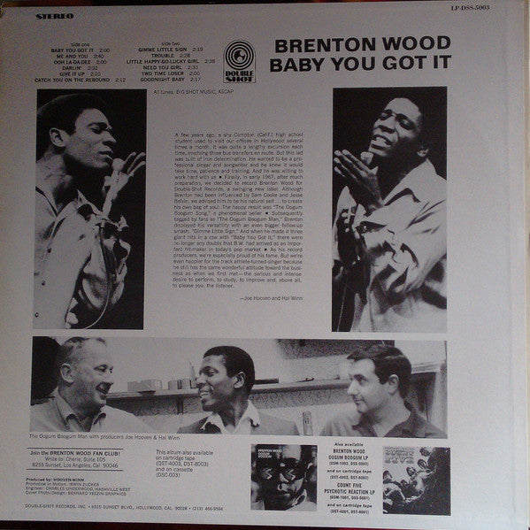 Brenton Wood - Baby You Got It - VG LP Record 1967 Double Shot USA Original Vinyl - Soul / Funk - Shuga Records