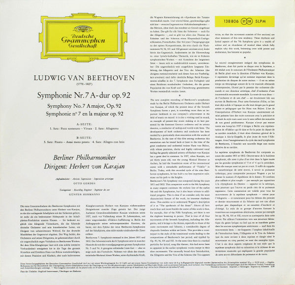 Herbert Von Karajan – Beethoven - Pastorale, Symphonie 7 (1962) - VG+ LP Record 1964 Deutsche Grammophon Germany Vinyl & Red Label Stereo Tulips Label - Classical - Shuga Records