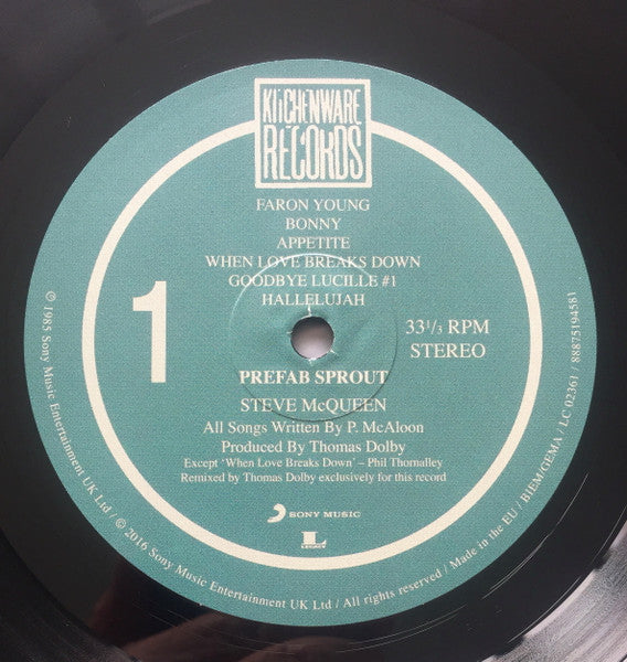 Prefab Sprout - Steve McQueen (1985) - New LP Record 2016 Sony Kitchenware Europe Vinyl - Synth-pop / Sophisti-Pop - Shuga Records