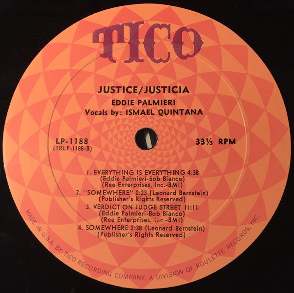 Eddie Palmieri - Justice / Justicia VG LP Record 1969 Tico USA Mono Original Vinyl - Latin Jazz / Jazz-Funk / Salsa - Shuga Records