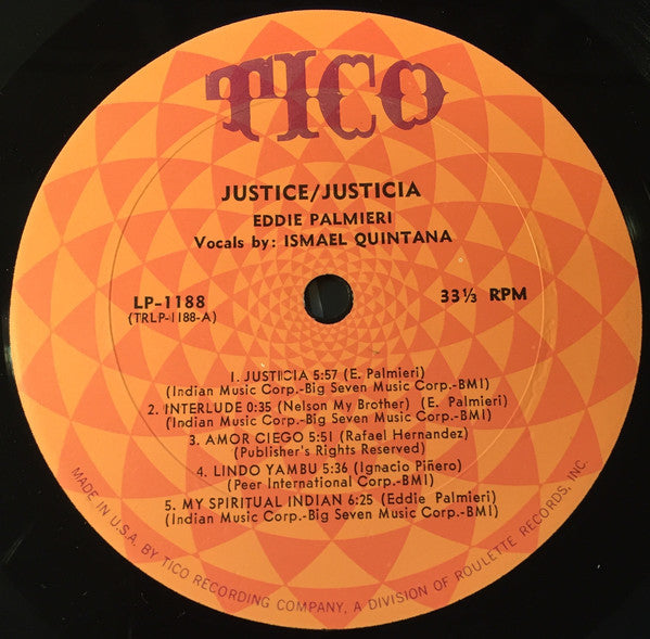 Eddie Palmieri - Justice / Justicia VG LP Record 1969 Tico USA Mono Original Vinyl - Latin Jazz / Jazz-Funk / Salsa - Shuga Records