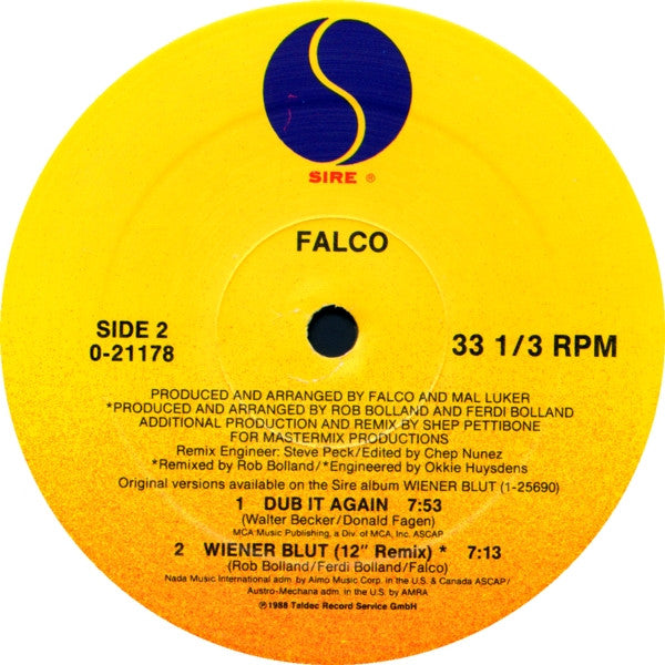 Falco - Do It Again / Wiener Blut / Dub It Again - Mint- 12" Single Record 1988 Sire USA Vinyl - Synth-pop / Pop Rock - Shuga Records