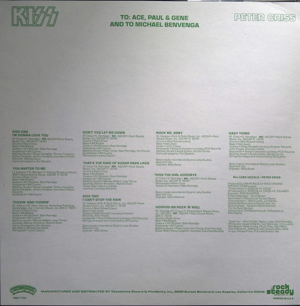 Kiss, Peter Criss - Peter Criss - VG+ LP Record 1978 Casablanca USA Vinyl, Inner, Insert - Pop Rock / Hard Rock - Shuga Records