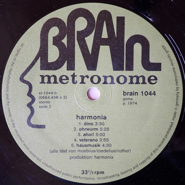 Harmonia - Musik Von Harmonia - VG+ LP Record 1974 Brain Germany Original Press Vinyl - Krautrock / Psychedelic Rock - Shuga Records