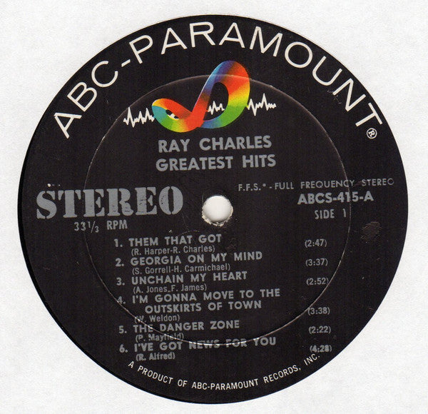 Ray Charles - Greatest Hits - VG+ LP Record 1962 ABC-Paramount USA Vinyl - Rhythm & Blues / Soul - Shuga Records
