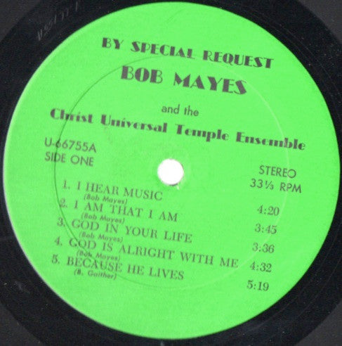 Bob Mayes And The Christ Universal Temple Ensemble - By Special Request - VG+ LP Record 1970s Private Press USA Vinyl - Chicago Gospel - Shuga Records