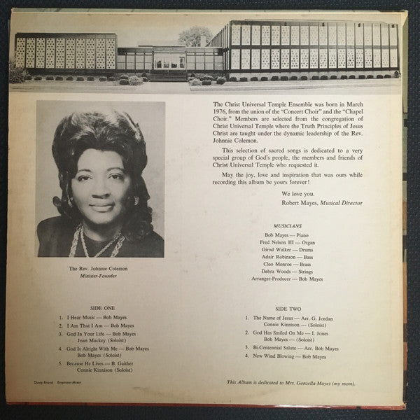 Bob Mayes And The Christ Universal Temple Ensemble - By Special Request - VG+ LP Record 1970s Private Press USA Vinyl - Chicago Gospel - Shuga Records