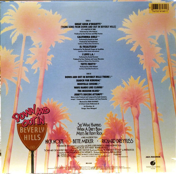 Various - Down And Out In Beverly Hills (Original Motion Picture) - VG+ LP Record 1986 MCA USA Vinyl - Soundtrack - Shuga Records