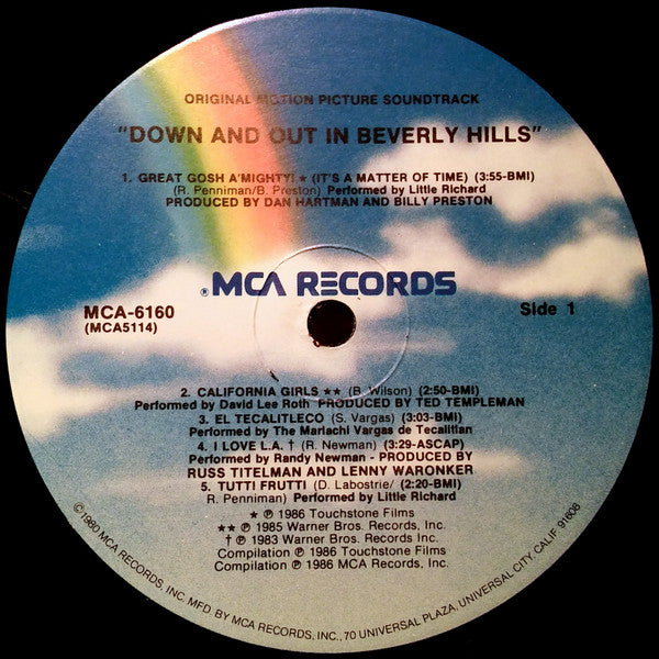 Various - Down And Out In Beverly Hills (Original Motion Picture) - VG+ LP Record 1986 MCA USA Vinyl - Soundtrack - Shuga Records