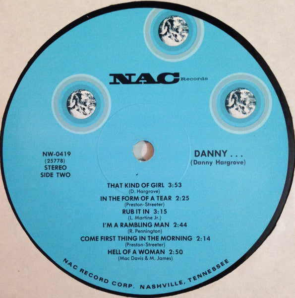 Signed Autographed - Danny Hargrove - Danny..... - VG+ LP Record 1975 Nac USA Private Press Vinyl - Rock / Country Rock - Shuga Records