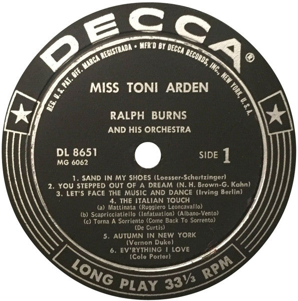 Miss Toni Arden - Miss Toni Arden - VG+ LP Record 1958 Decca USA Mono Vinyl - Jazz / Pop / Vocal - Shuga Records