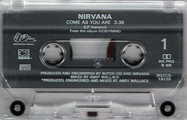 Nirvana – Come As You Are - VG+ Cassette Single 1992 DGC Sub Pop USA Tape - Alternative Rock / Grunge - Shuga Records