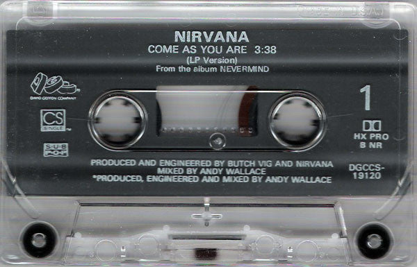 Nirvana – Come As You Are - VG+ Cassette Single 1992 DGC Sub Pop USA Tape - Alternative Rock / Grunge
