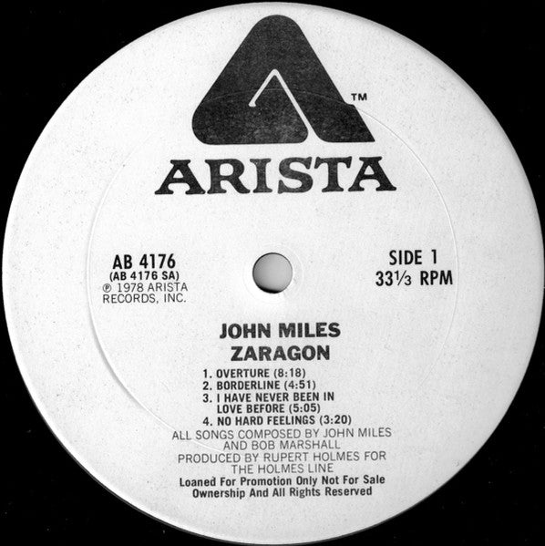 John Miles - Zaragon - VG+ LP Record 1978 Arista Promo Vinyl - Classic Rock