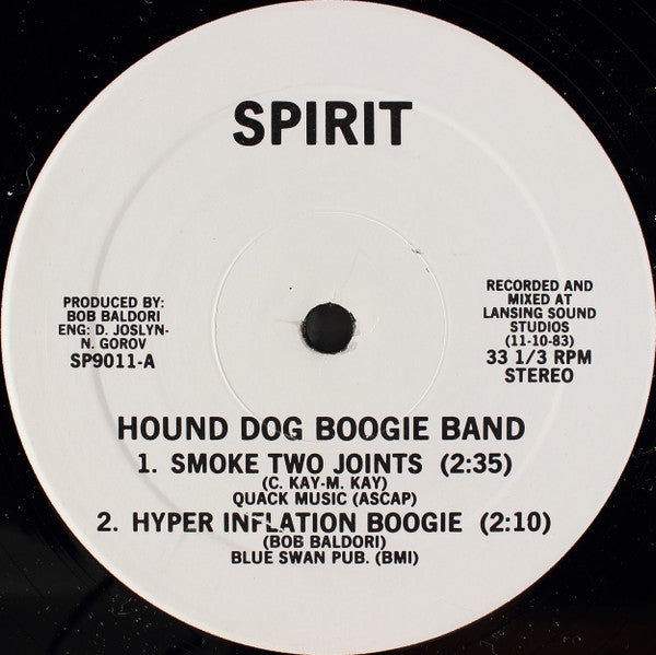 Hound Dog Boogie Band - Smoke Two Joints - Mint- 12" Single Record 1983 Spirit USA Vinyl - Reggae Pop / Rock - Shuga Records