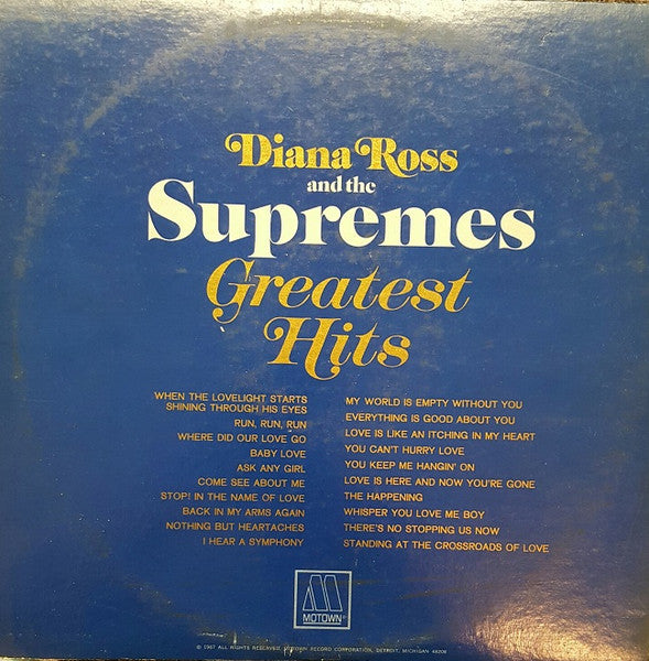 Diana Ross & The Supremes - Greatest Hits - VG+ 2 LP Record 1967 Motown USA Stereo Original Vinyl & Poster - Soul / Rhythm & Blues - Shuga Records